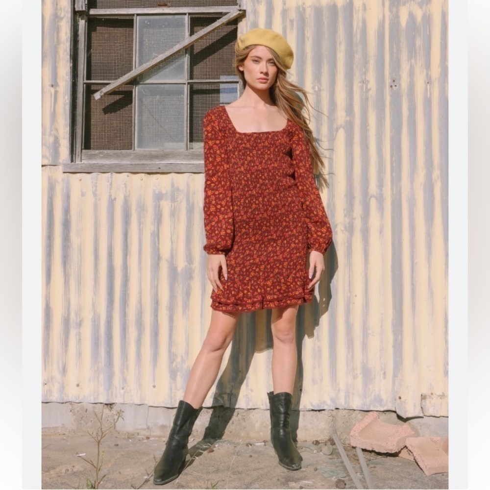 New! Lost + Wander party at dusk floral long sleeve dress 15762